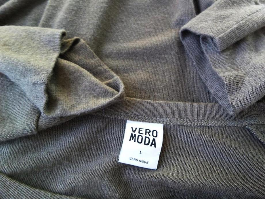 Vero moda Size L Color Brązowy W łódkę Tunika Bluzka Dzianina Rękaw 3/4 Fabric Wiskoza