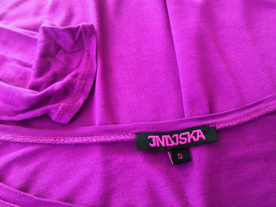 Indiska Size S Color Purpurowy W łódkę Tunika Bluzka Długi rękaw Fabric Wiskoza 100%