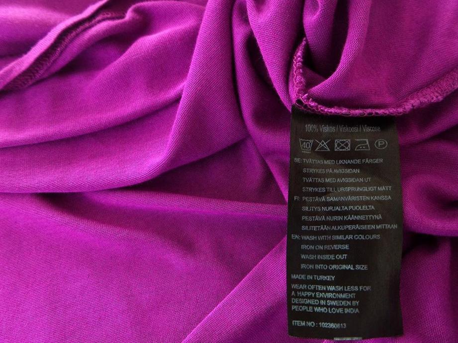 Indiska Size S Color Purpurowy W łódkę Tunika Bluzka Długi rękaw Fabric Wiskoza 100%