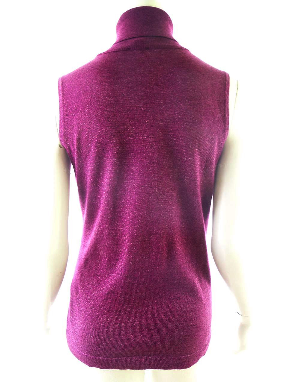 Mexx Size L Color Purpurowy Golf Sweter Bezrękawnik Fabric Akryl