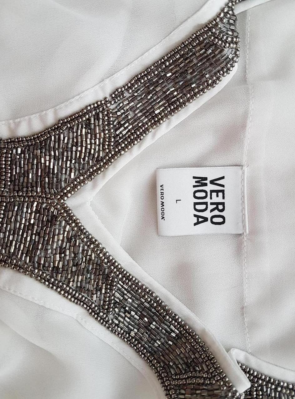 Vero moda Size L Color Biały W serek Tunika Bluzka Rękaw 3/4