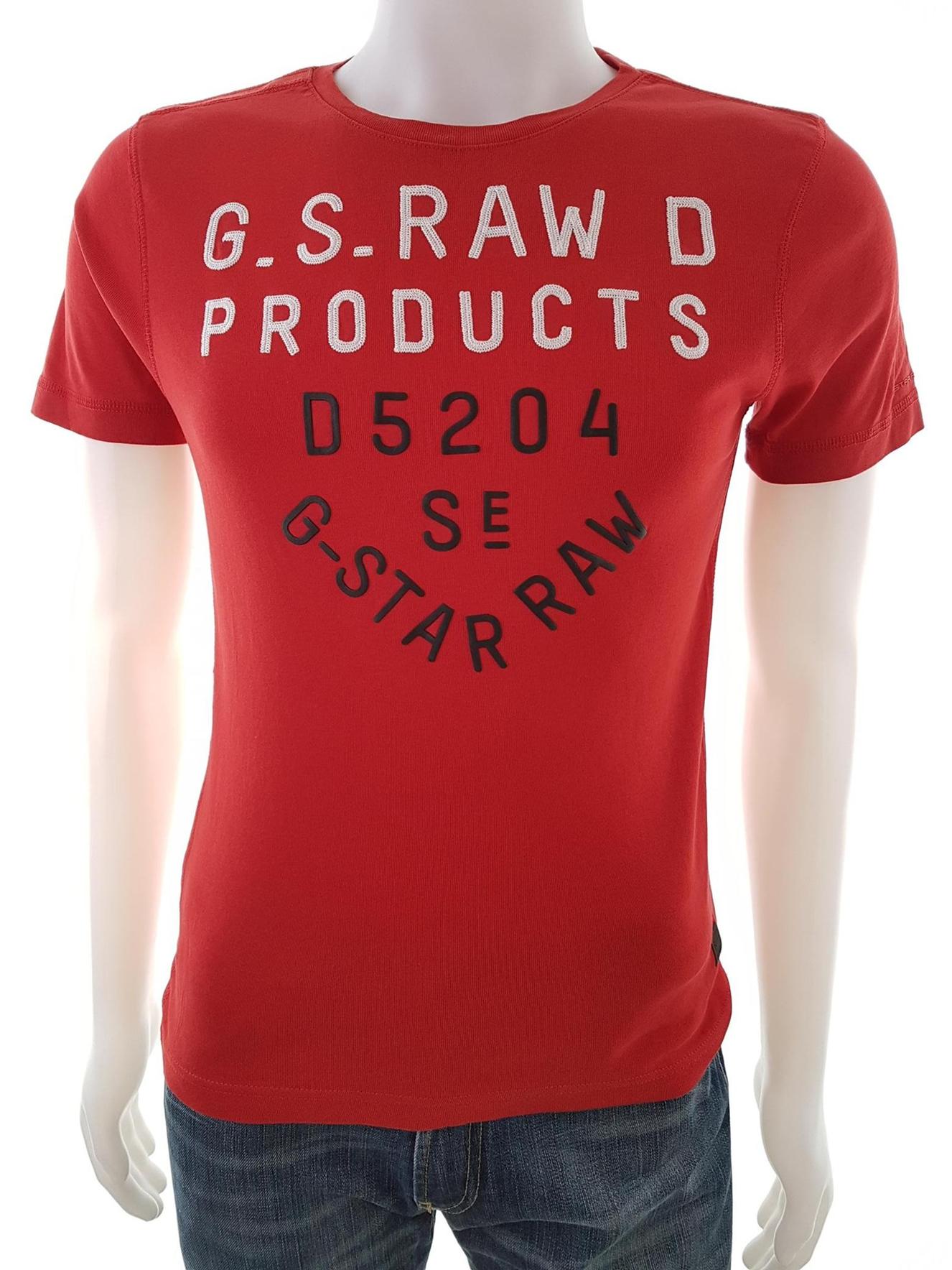 G-Star Size M Color Czerwony Męski T-Shirt Krótki rękaw Fabric Bawełna 100%