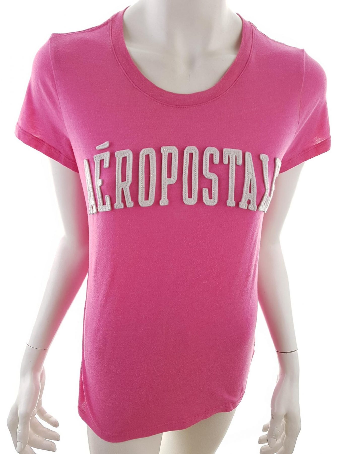 Aeropostale Size L Color Różowy Okrągły dekolt T-Shirt Krótki rękaw Fabric Bawełna