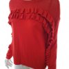 River island Size 6 Color Czerwony Crew Neck Tunika Bluzka Dzianina Rękaw 3/4