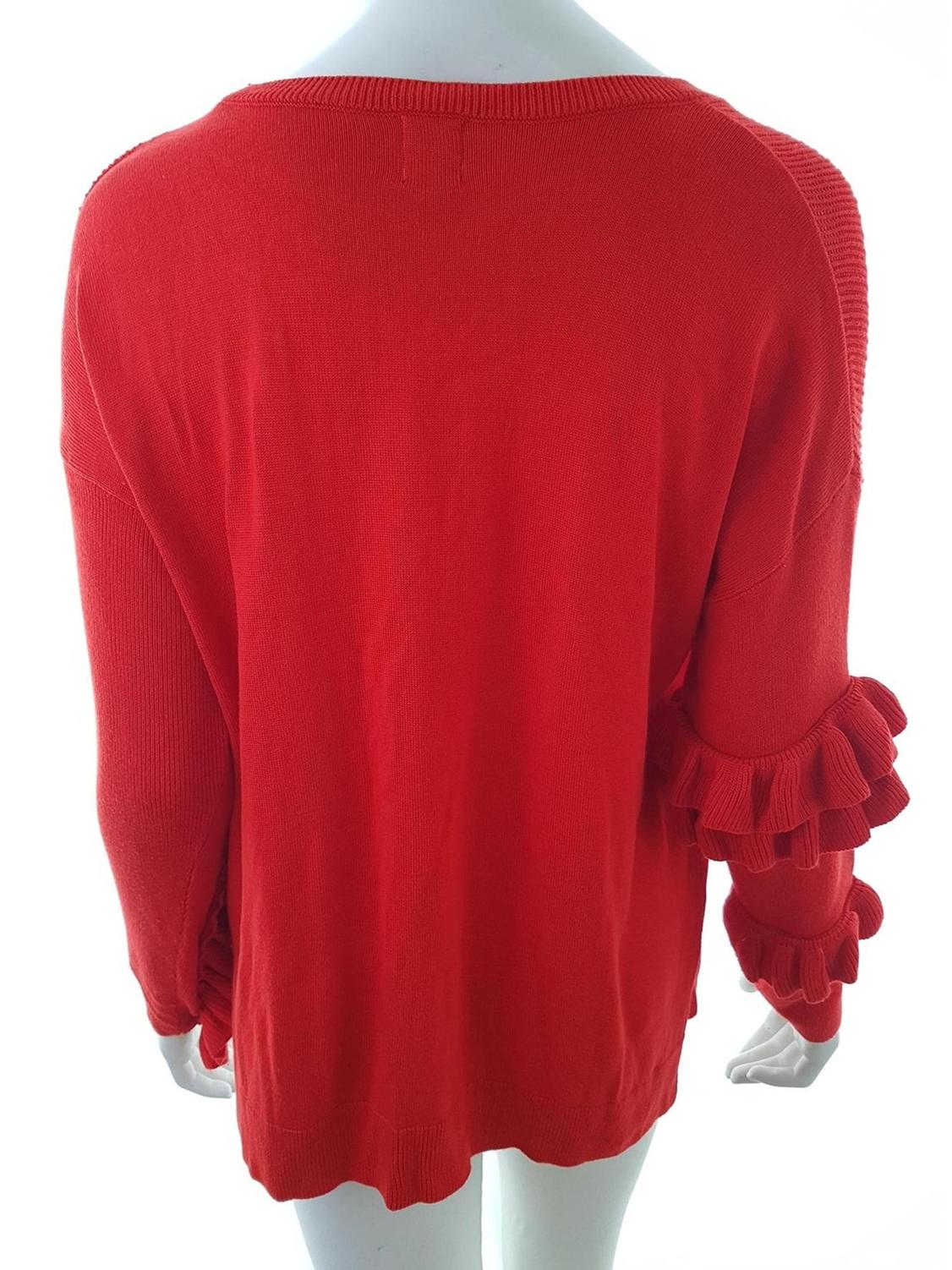 River island Size 6 Color Czerwony Crew Neck Tunika Bluzka Dzianina Rękaw 3/4