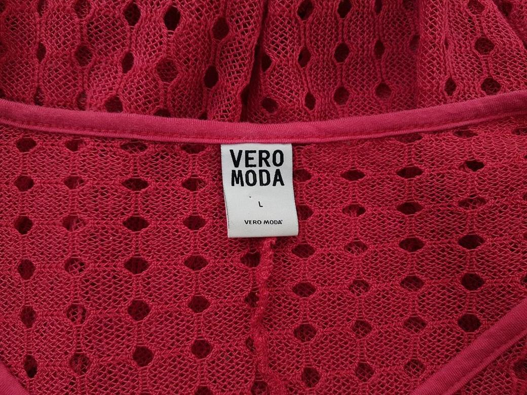 Vero moda Size L Color Różowy Okrągły dekolt Tunika Bluzka Dzianina Rękaw 3/4