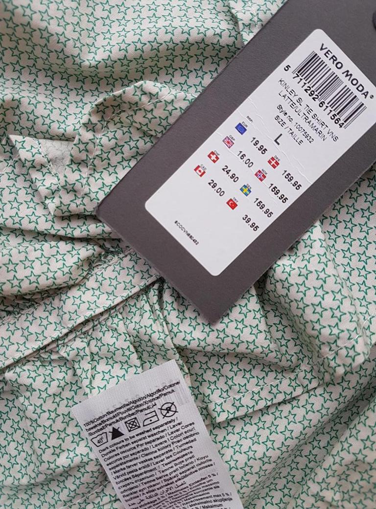 Vero moda Size L Color Zielony W serek Bluzka Bezrękawnik Fabric Bawełna 100%