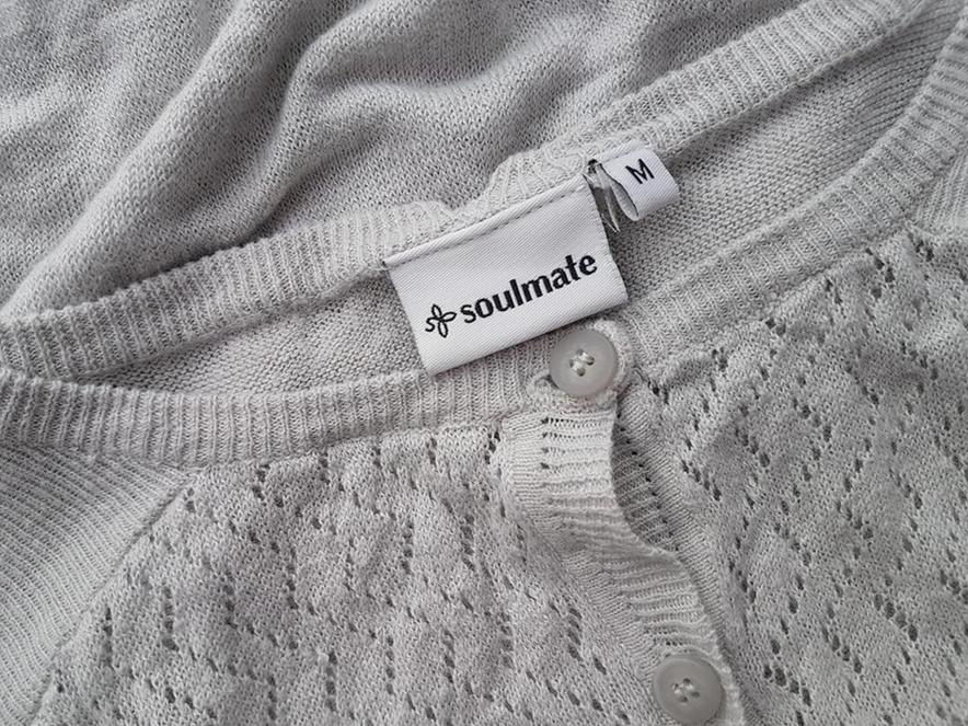 Soulmate Size M Color Szary Dekolt U Tunika Bluzka Dzianina Krótki rękaw Fabric Len