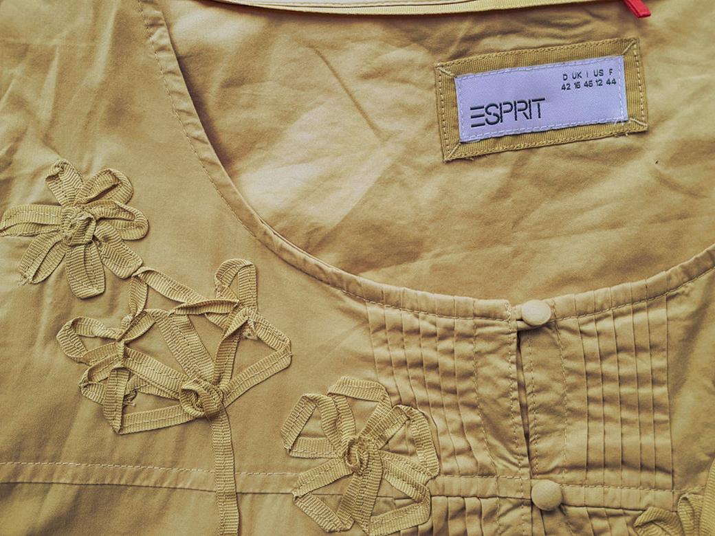 Esprit Size 42 Color Żółty Okrągły dekolt Tunika Bluzka Rękaw 3/4 Fabric Bawełna 100%