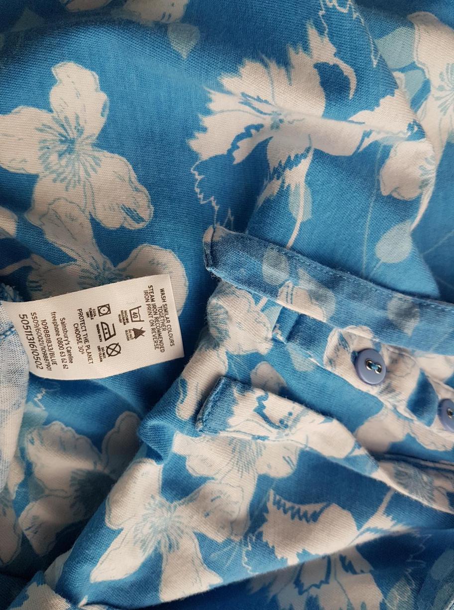 Tu Size 10 (38) Color Niebieski Okrągły dekolt Tunika Bluzka Krótki rękaw Fabric Bawełna 100%