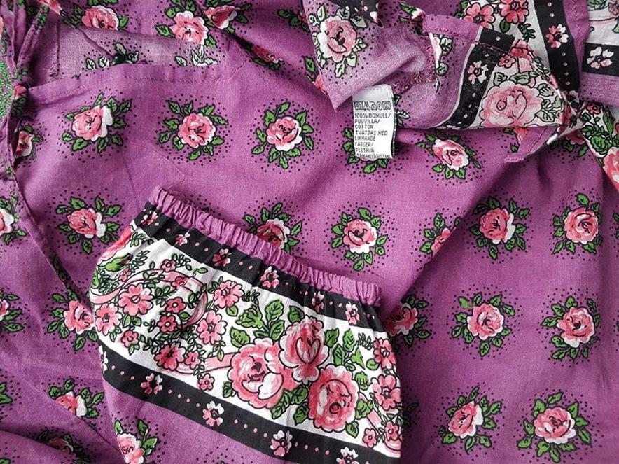 Indiska Size S Color Fuksja W łódkę Tunika Bluzka Długi rękaw Fabric Bawełna 100%