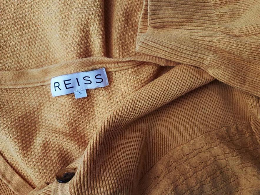 Reiss Size S Color Pomarańczowy Męski Sweter Rozpinany Długi rękaw Fabric Bawełna 100%