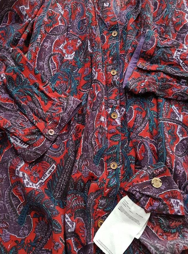 Mexx Size 36 Color Czerwony Paisley W serek Tunika Zapinana Bluzka Długi rękaw Fabric Wiskoza 100%