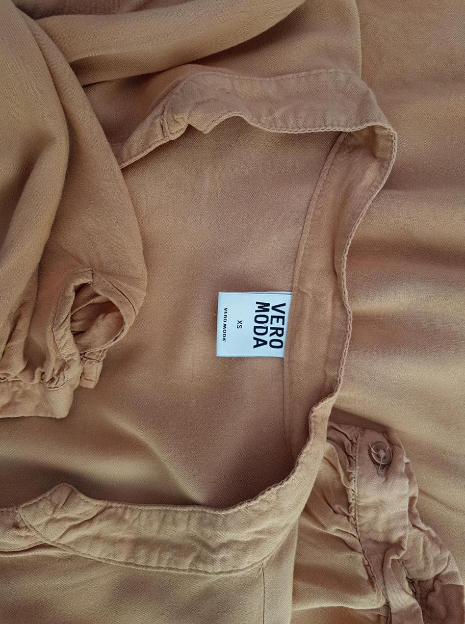 Vero moda Size XS Color Beżowy W serek Tunika Bluzka Rękaw 3/4 Fabric Wiskoza 100%