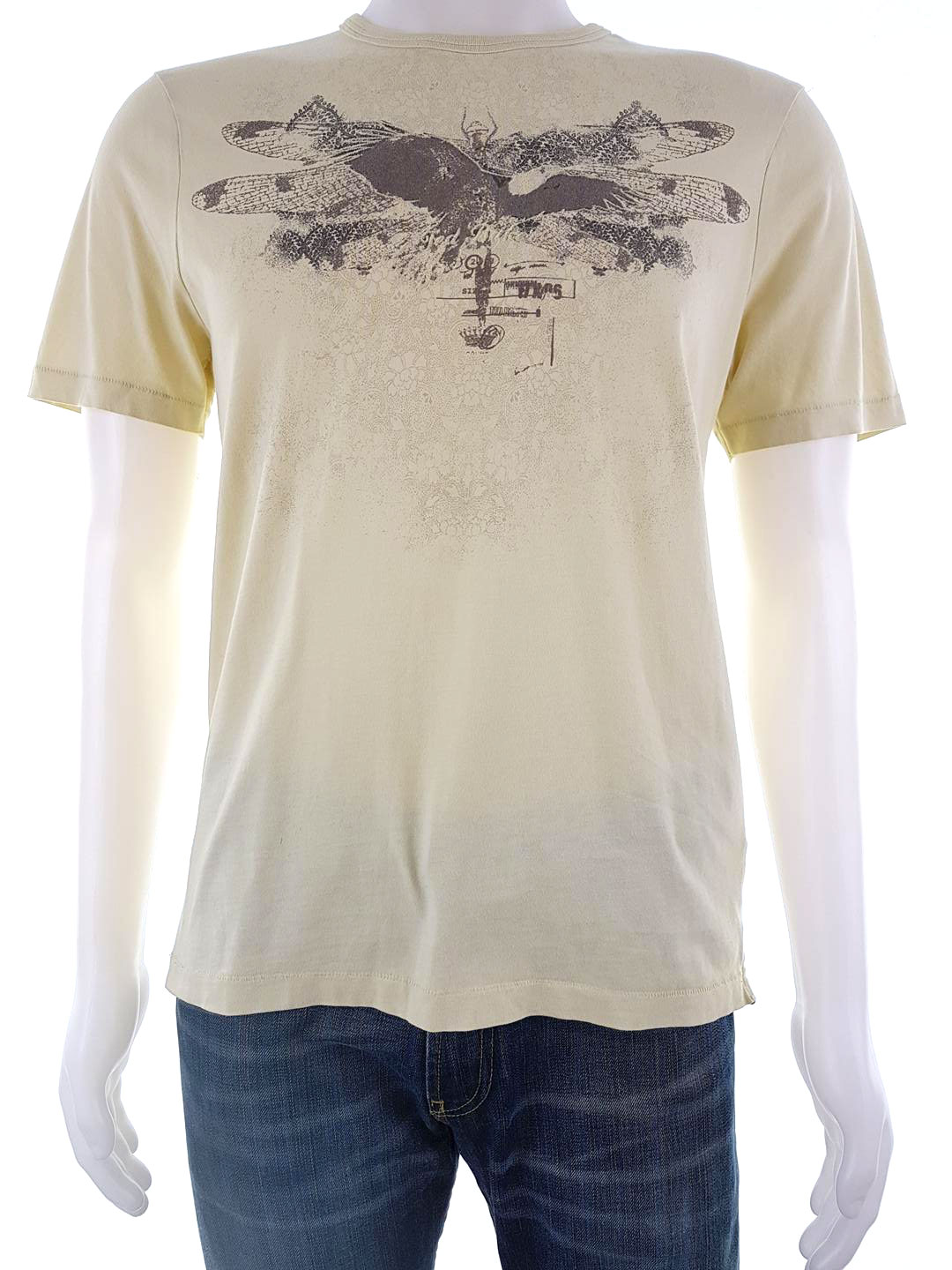 Ted Baker Size 3 Color Żółty Męski T-Shirt Krótki rękaw Fabric Bawełna 100%