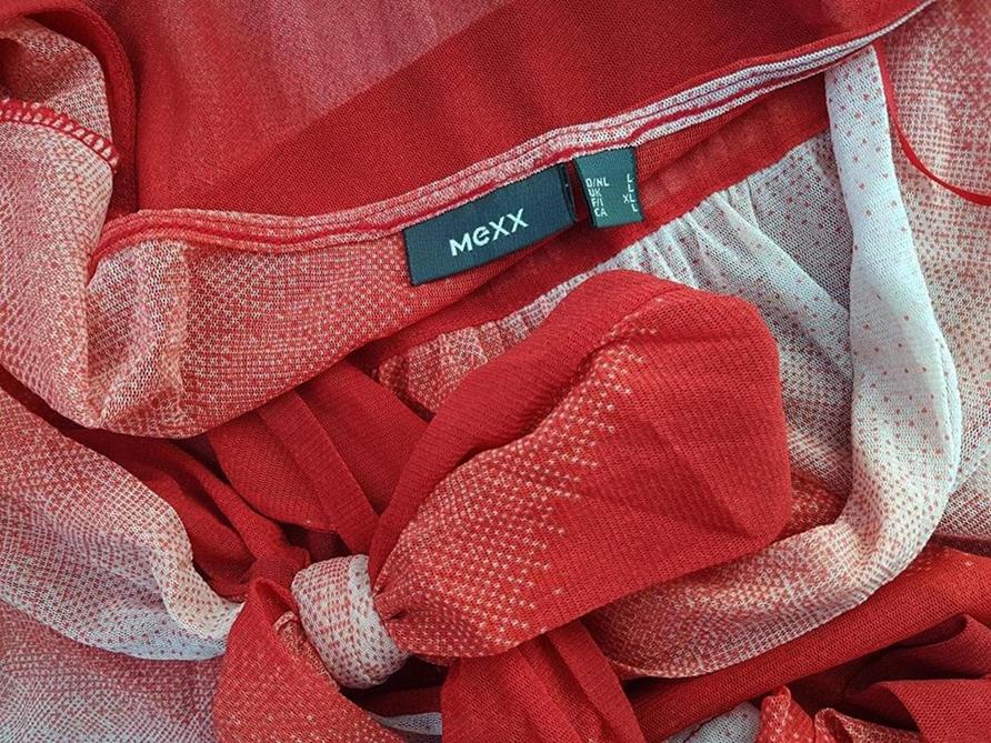 Mexx Size L Color Czerwony Kwadratowy dekolt Tunika Bluzka Krótki rękaw