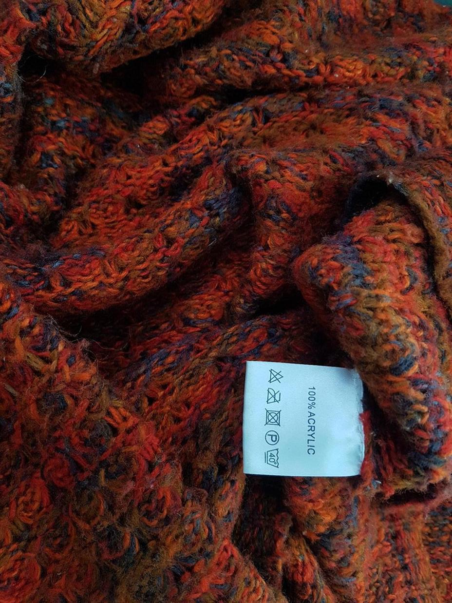 Indiska Size S Color Pomarańczowy Okrągły dekolt Tunika Bluzka Dzianina Długi rękaw Fabric Akryl 100%