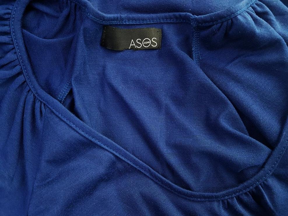 ASOS Size M Color Granatowy Dekolt U Tunika Bluzka Krótki rękaw