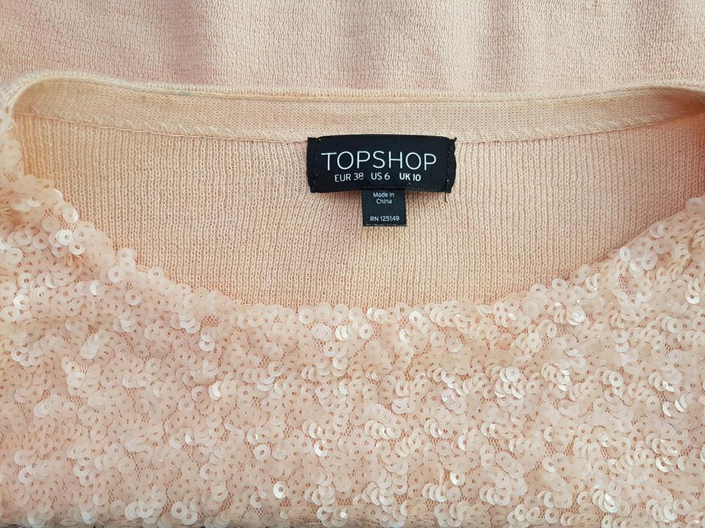 Topshop Size 38 Color Różowy Okrągły dekolt Sweter Krótki rękaw Cienka dzianina