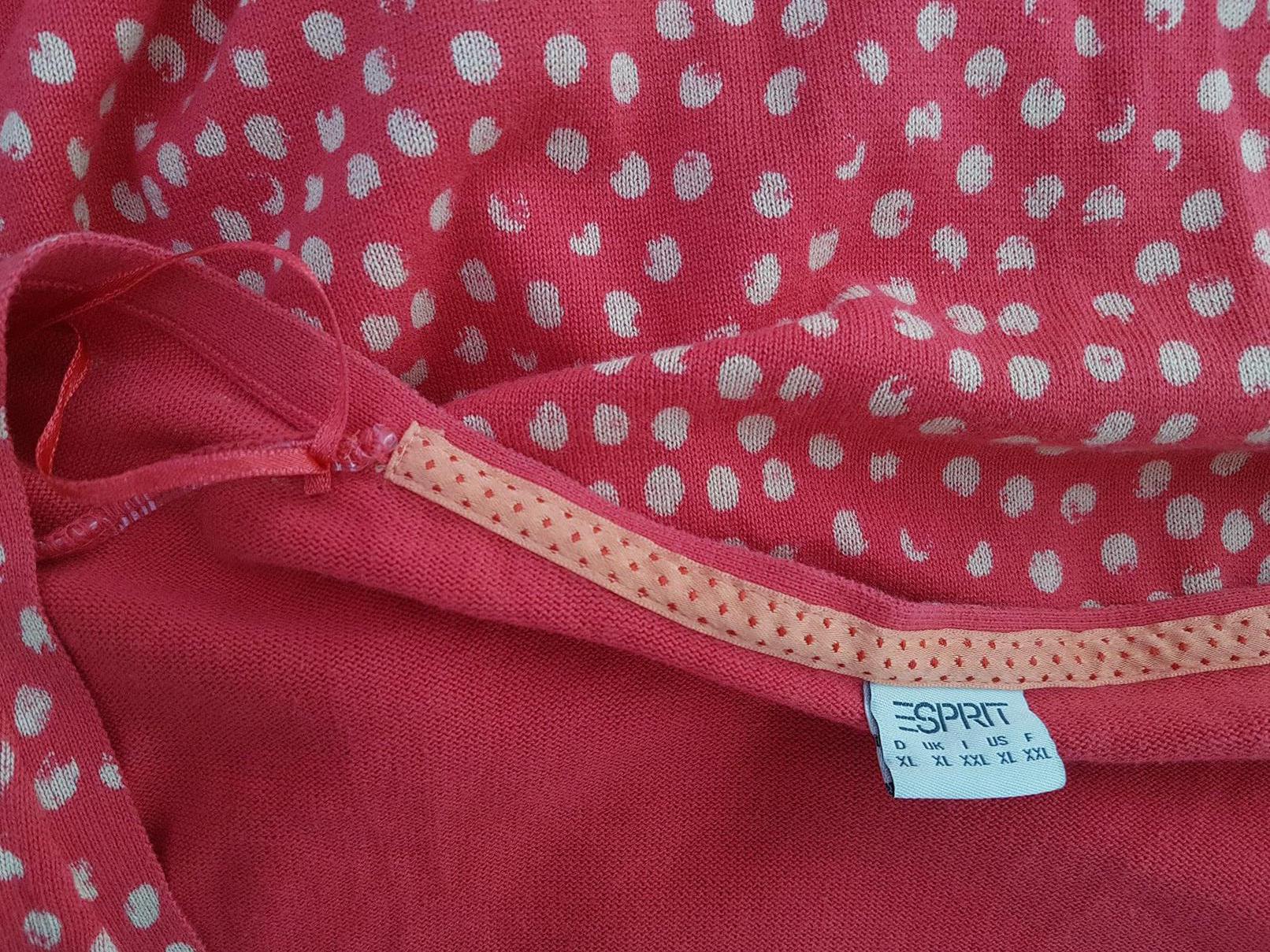 Esprit Size XL Color Czerwony Grochy W serek Kardigan Zapinany Długi rękaw Fabric Bawełna 100% Cienka dzianina