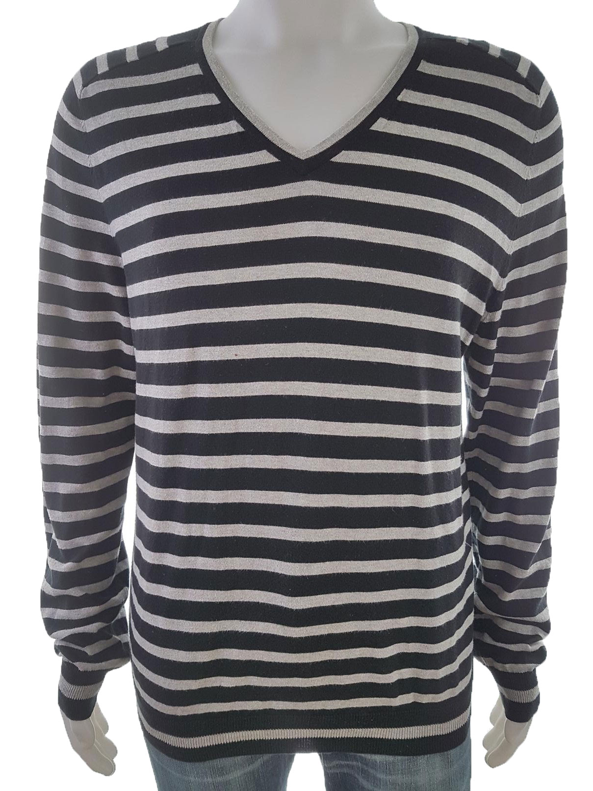 Gap Size L Color Czarny Pasy Męski Sweter Długi rękaw Fabric Bawełna