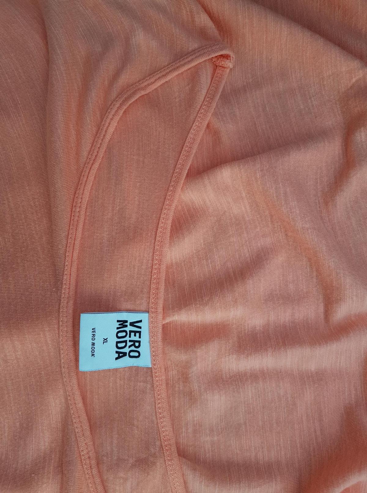 Vero moda Size XL Color Pomarańczowy W łódkę Tunika Bluzka Krótki rękaw Fabric Wiskoza