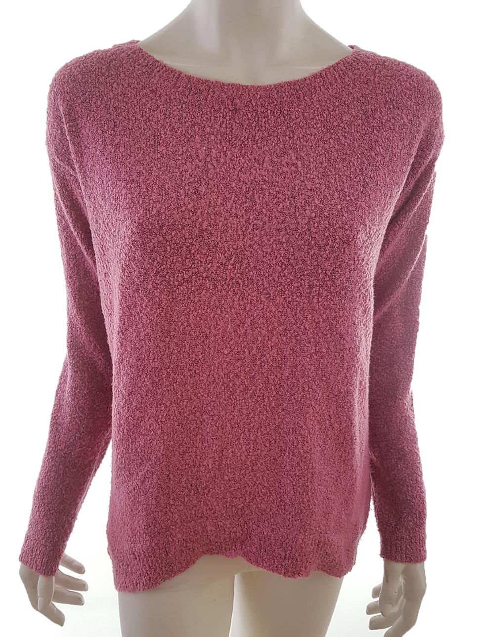 Vero moda Size M Color Różowy W łódkę Sweter Długi rękaw Cienka dzianina