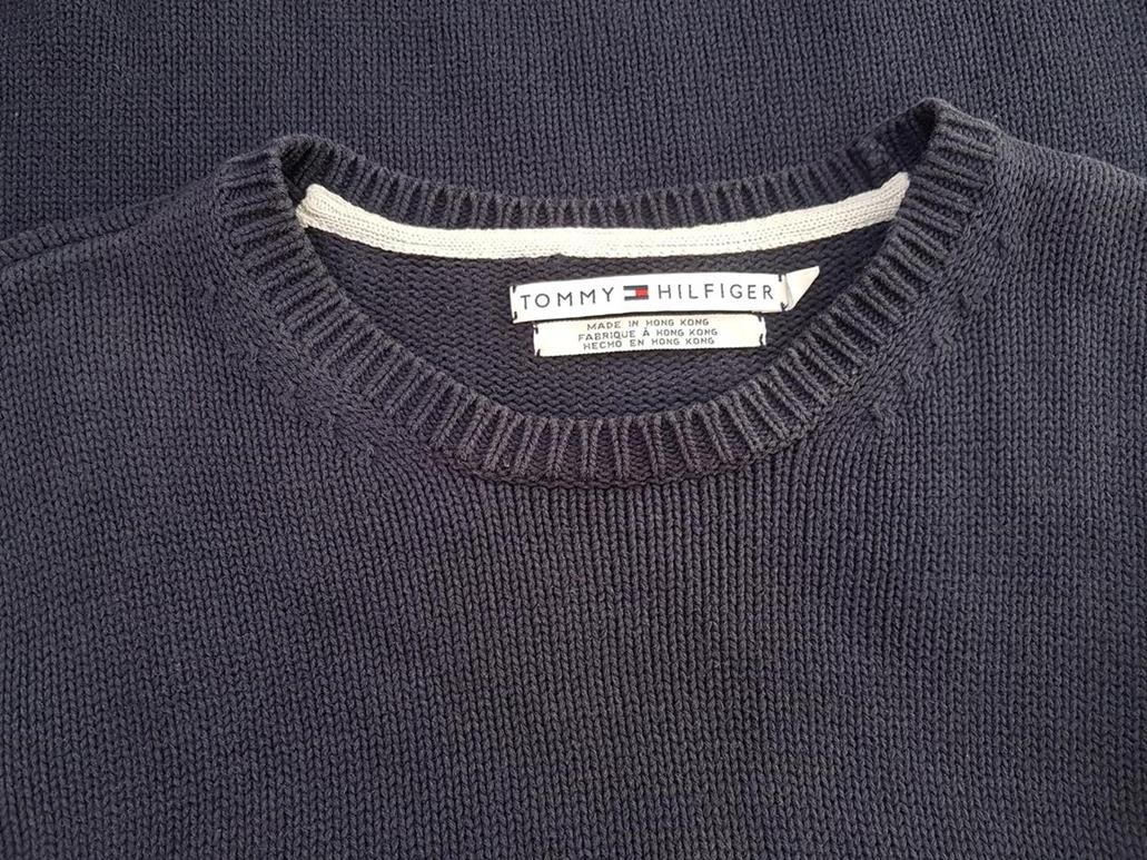 Tommy hilfiger Size S Color Granatowy Crew Neck Sweter Długi rękaw Fabric Bawełna 100% Cienka dzianina