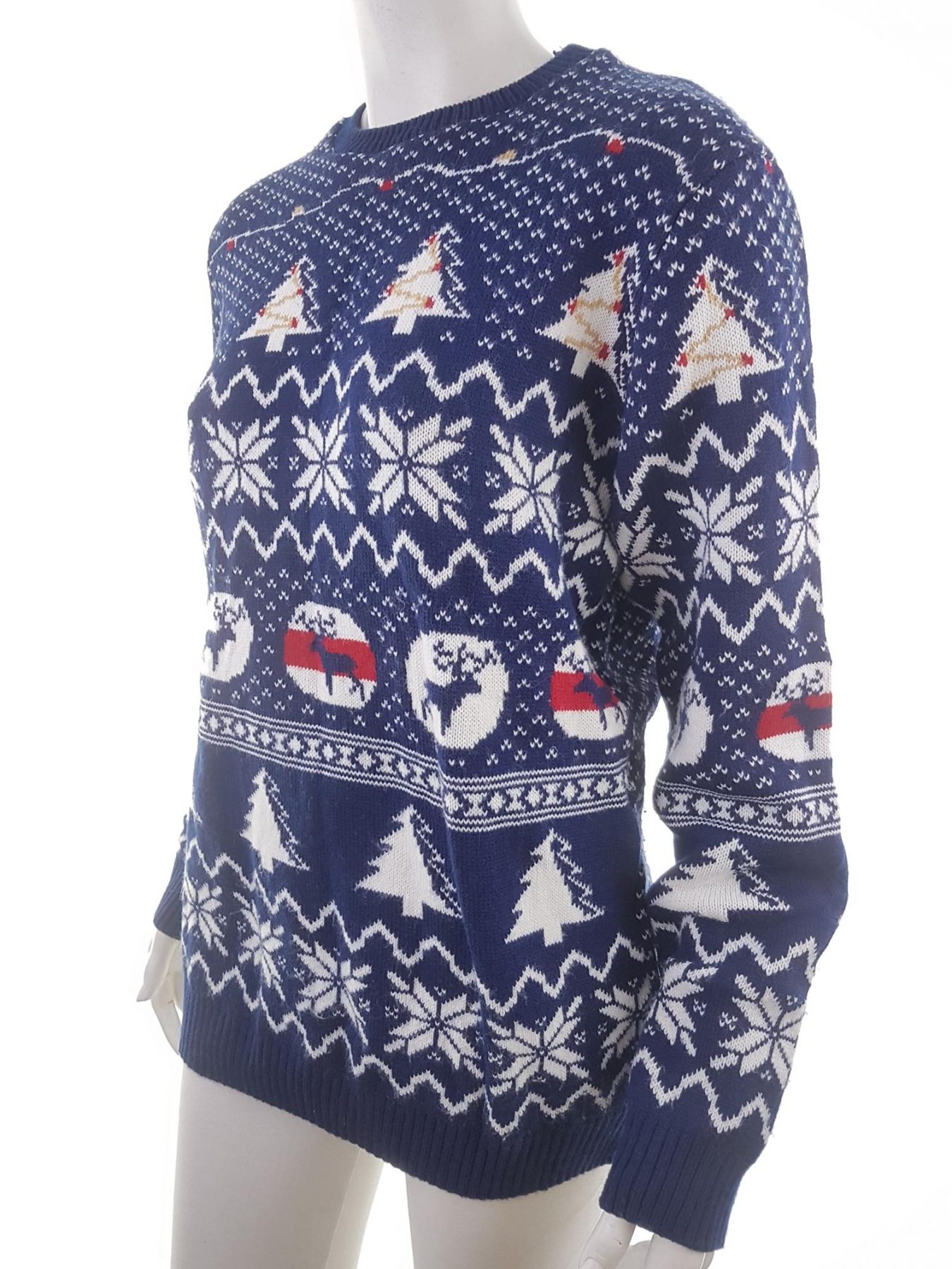 Merry Christmas Size L/XL Color Granatowy Crew Neck Sweter Świąteczny Gwiazdka Długi rękaw Fabric Akryl Gruba dzianina