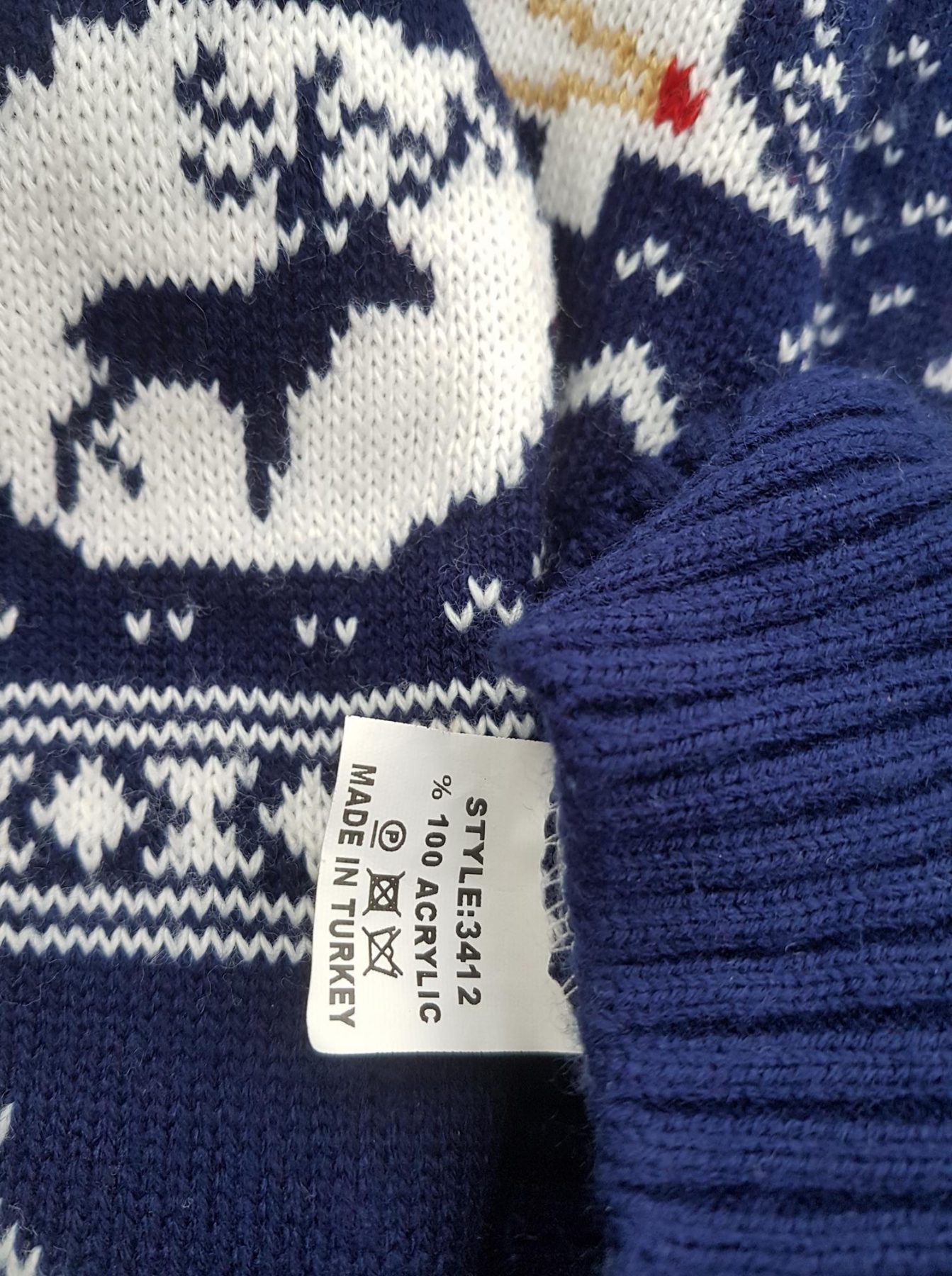 Merry Christmas Size L/XL Color Granatowy Crew Neck Sweter Świąteczny Gwiazdka Długi rękaw Fabric Akryl Gruba dzianina