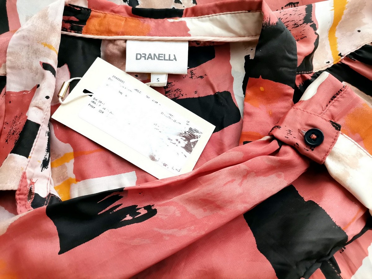 Dranella Size S Color Kolorowa Kołnierz Sukienka Koszulowa Długi rękaw Do Kolan Fabric Wiskoza 100%