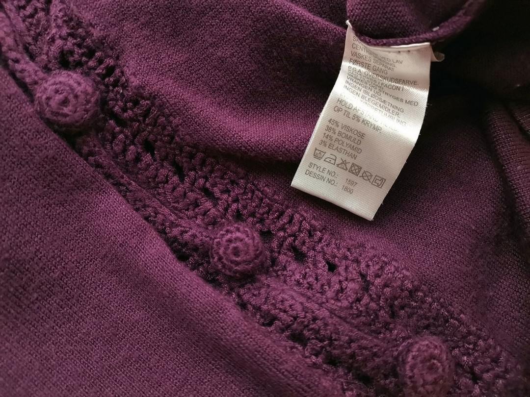 Fransa Size XXL Color Purpurowy Kwadratowy dekolt Kardigan Zapinany Długi rękaw Fabric Wiskoza Cienka dzianina