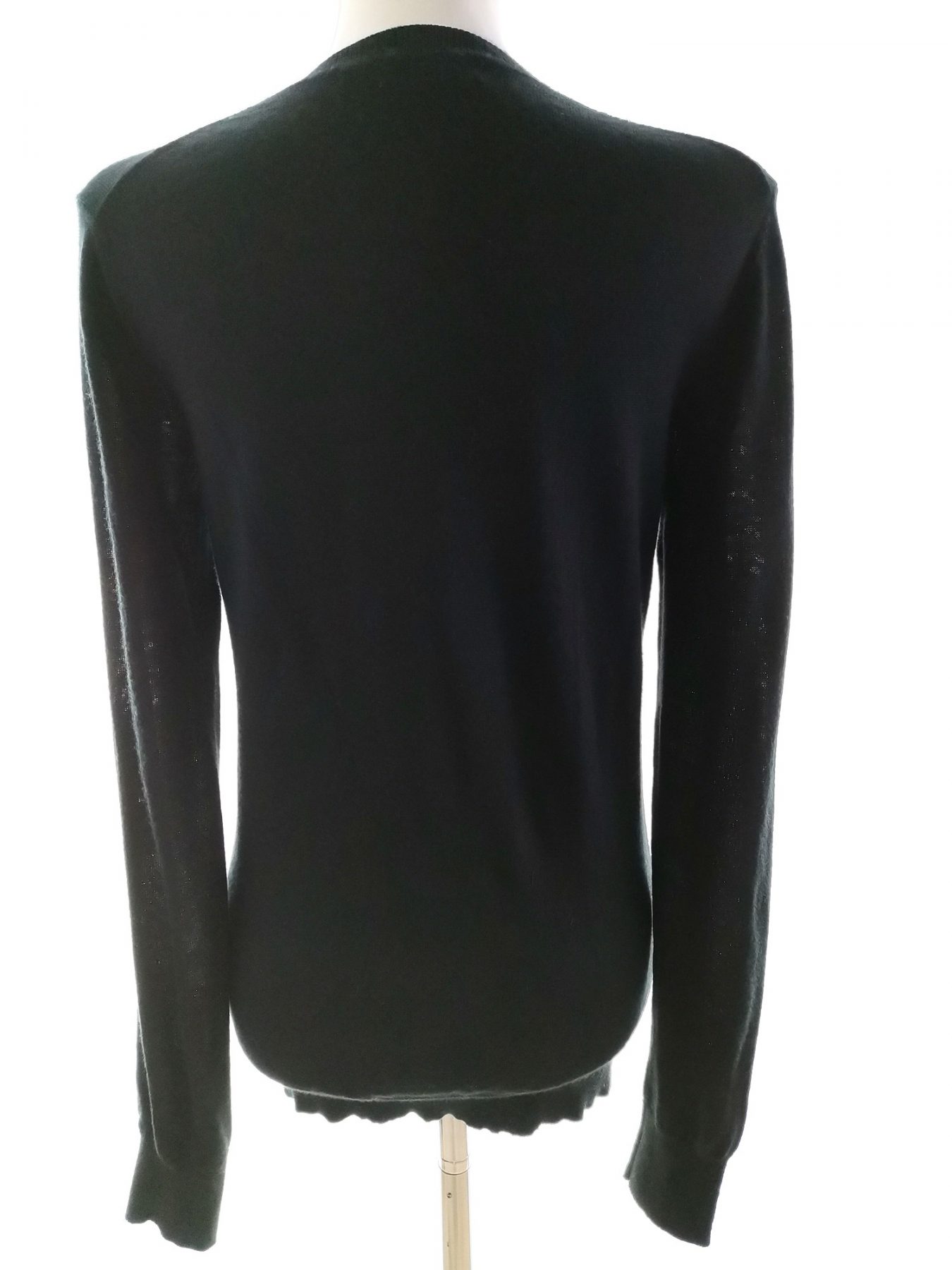 Reiss Size S Color Czarny W serek Sweter Długi rękaw Fabric Wełna Merino Cienka dzianina