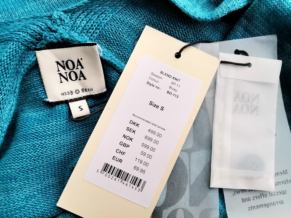 Noa noa Size S Color Niebieski W serek Bolerko Kardigan Krótki rękaw Fabric Bawełna Cienka dzianina