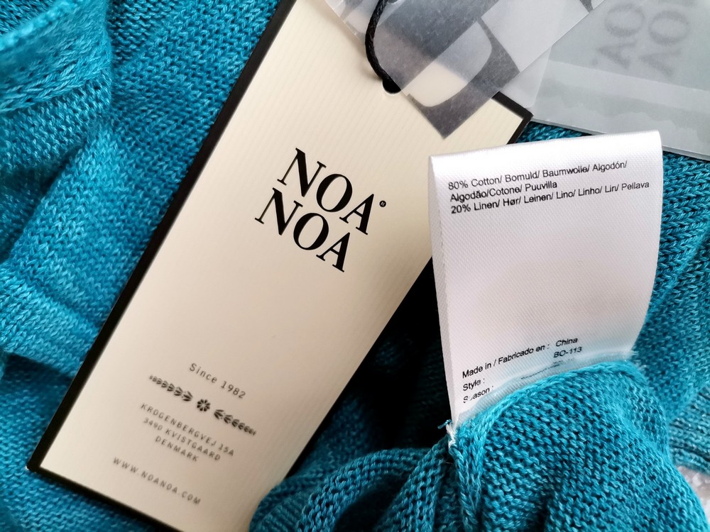 Noa noa Size S Color Niebieski W serek Bolerko Kardigan Krótki rękaw Fabric Bawełna Cienka dzianina