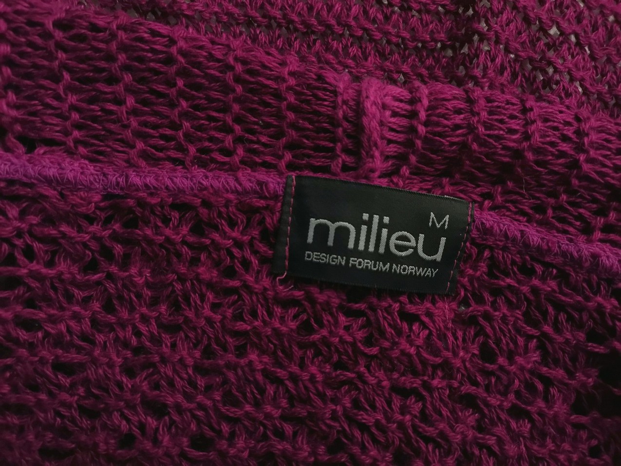 Milieu Size M Color Purpurowy W serek Długi Otwarty Kardigan Rękaw 3/4 Otwarta dzianina