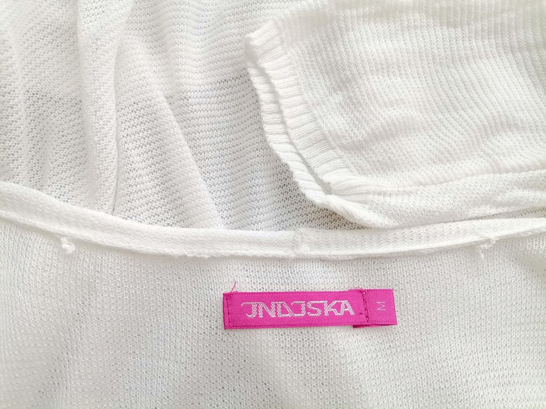 Indiska Size M Color Biały W serek Długi Otwarty Kardigan Długi rękaw Fabric Bawełna Cienka dzianina