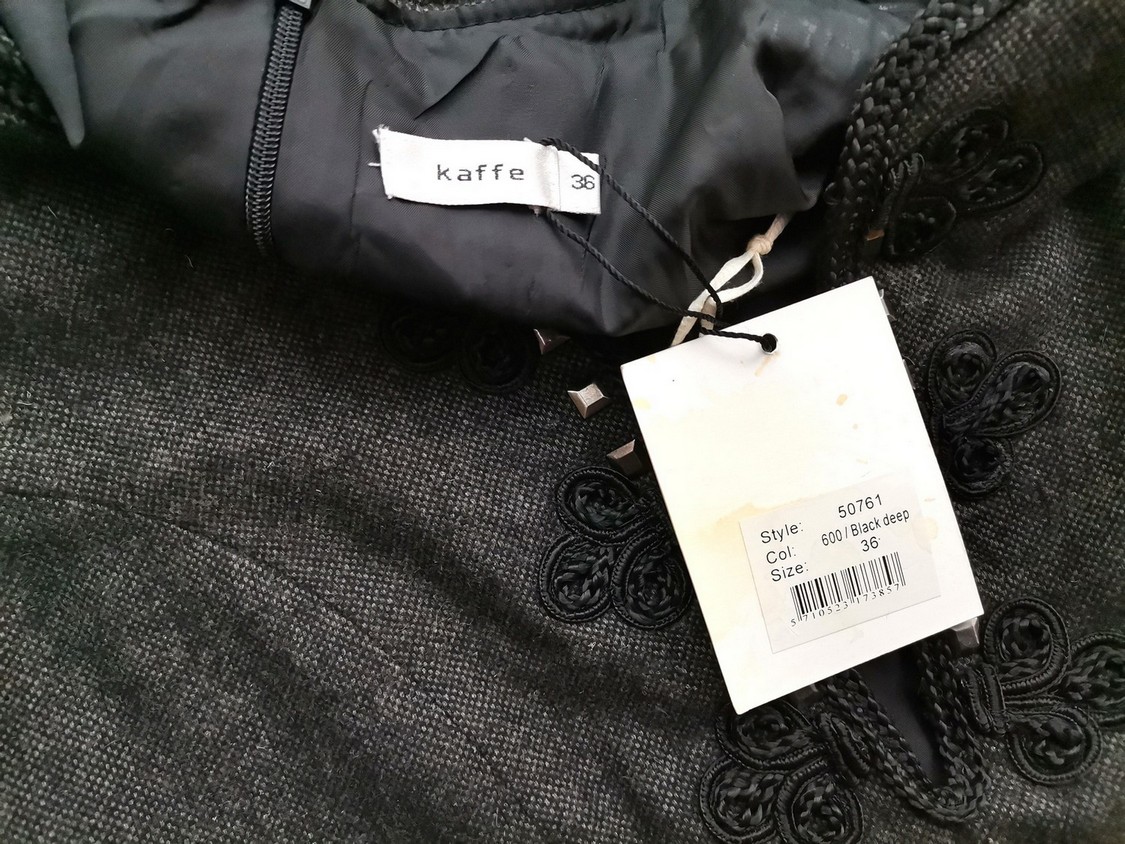 Kaffe Size 36 Color Szary Okrągły dekolt Sukienka Sweterkowa Bezrękawnik Do Kolan