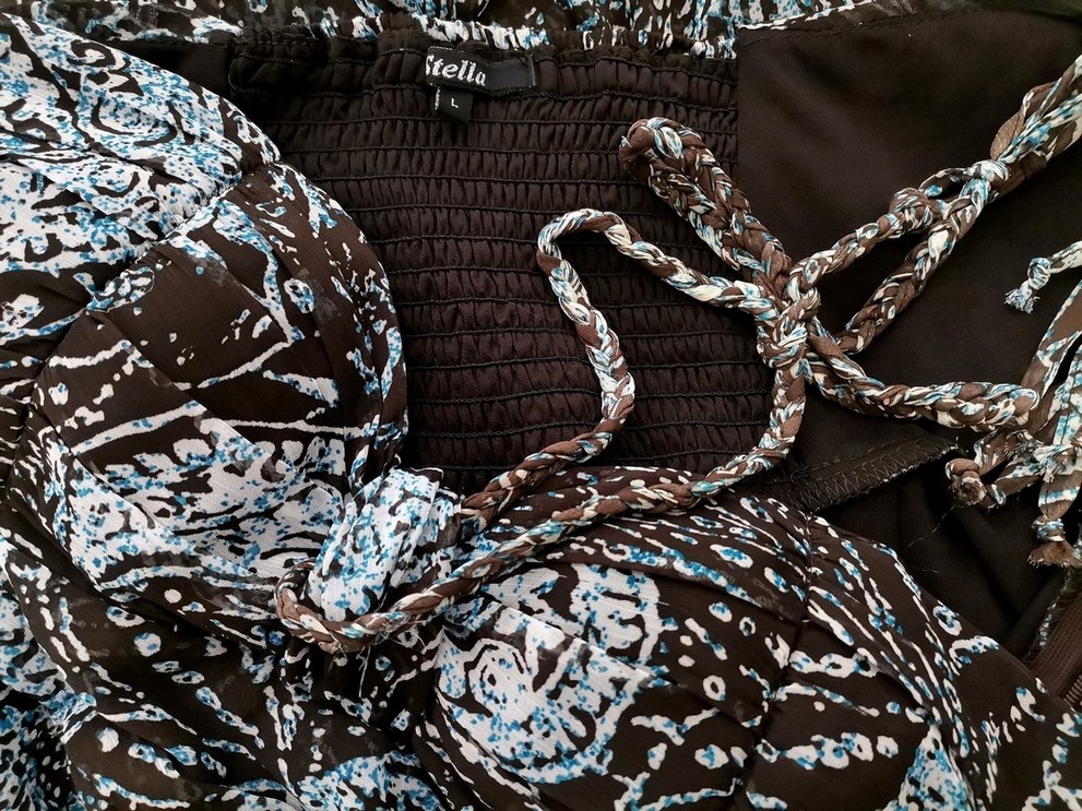 STELLA Size L Color Brązowy Halter Sukienka Maxi Bezrękawnik Długa