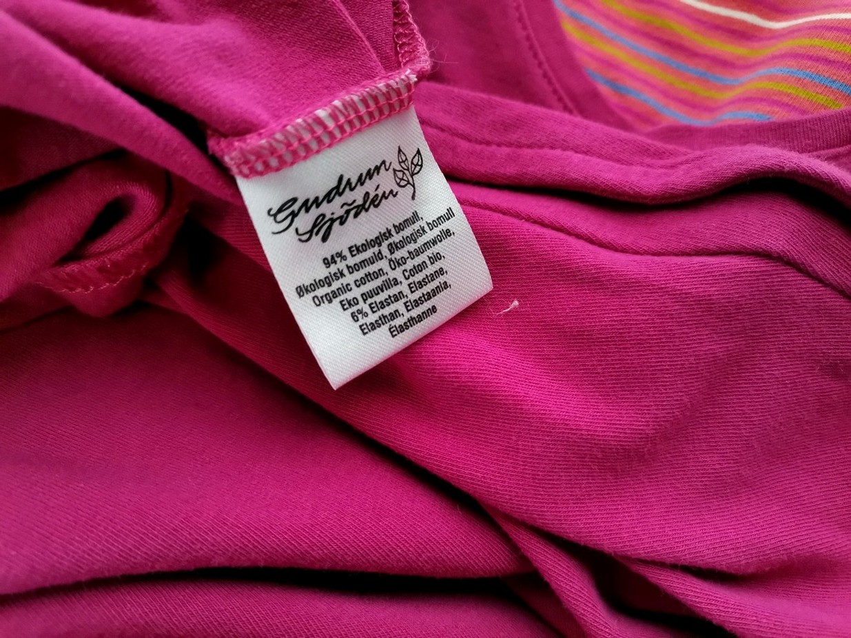 Gudrun Sjödén Size M Color Fuksja Okrągły dekolt Sukienka Prosta Długi rękaw Do Kolan Fabric Organiczna Bawełna