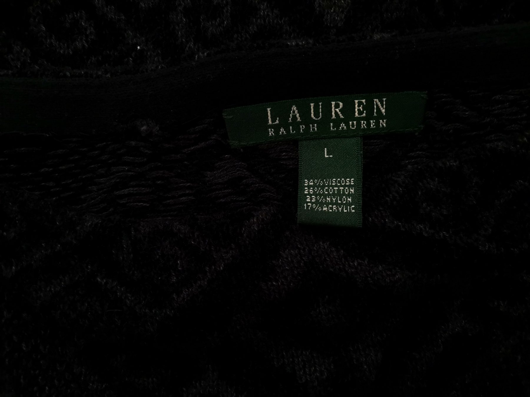 Lauren ralph lauren Size L Color Czarny W łódkę Sweter Długi rękaw Fabric Wiskoza Cienka dzianina