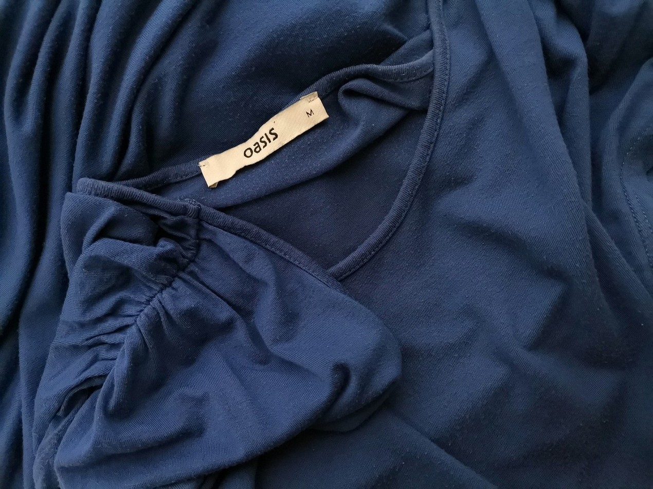 Oasis Size M Color Granatowy Okrągły dekolt Sukienka Maxi Krótki rękaw Długa Fabric Wiskoza