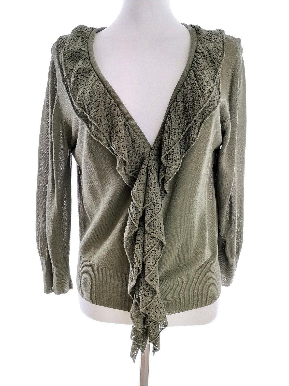 Flash Size M Color Khaki W serek Otwarty Kardigan Rękaw 3/4 Fabric Wiskoza Cienka dzianina