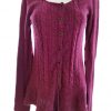 Vero moda Size S Color Purpurowy Kołnierz Długi Zapinany Kardigan Długi rękaw Dzianina waflowa