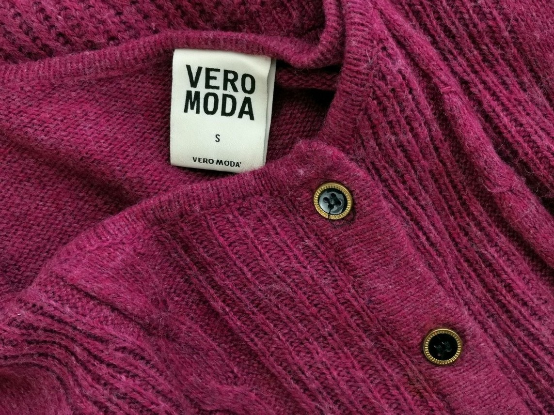 Vero moda Size S Color Purpurowy Kołnierz Długi Zapinany Kardigan Długi rękaw Dzianina waflowa