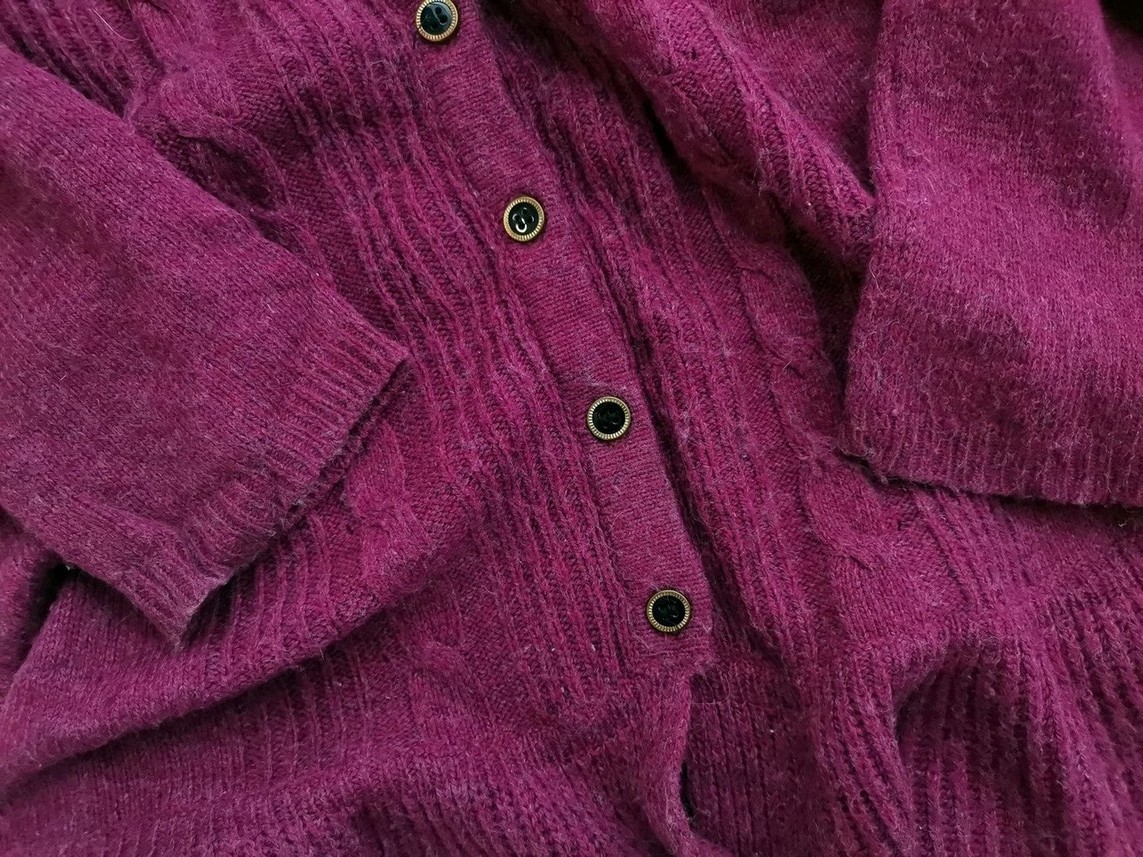 Vero moda Size S Color Purpurowy Kołnierz Długi Zapinany Kardigan Długi rękaw Dzianina waflowa