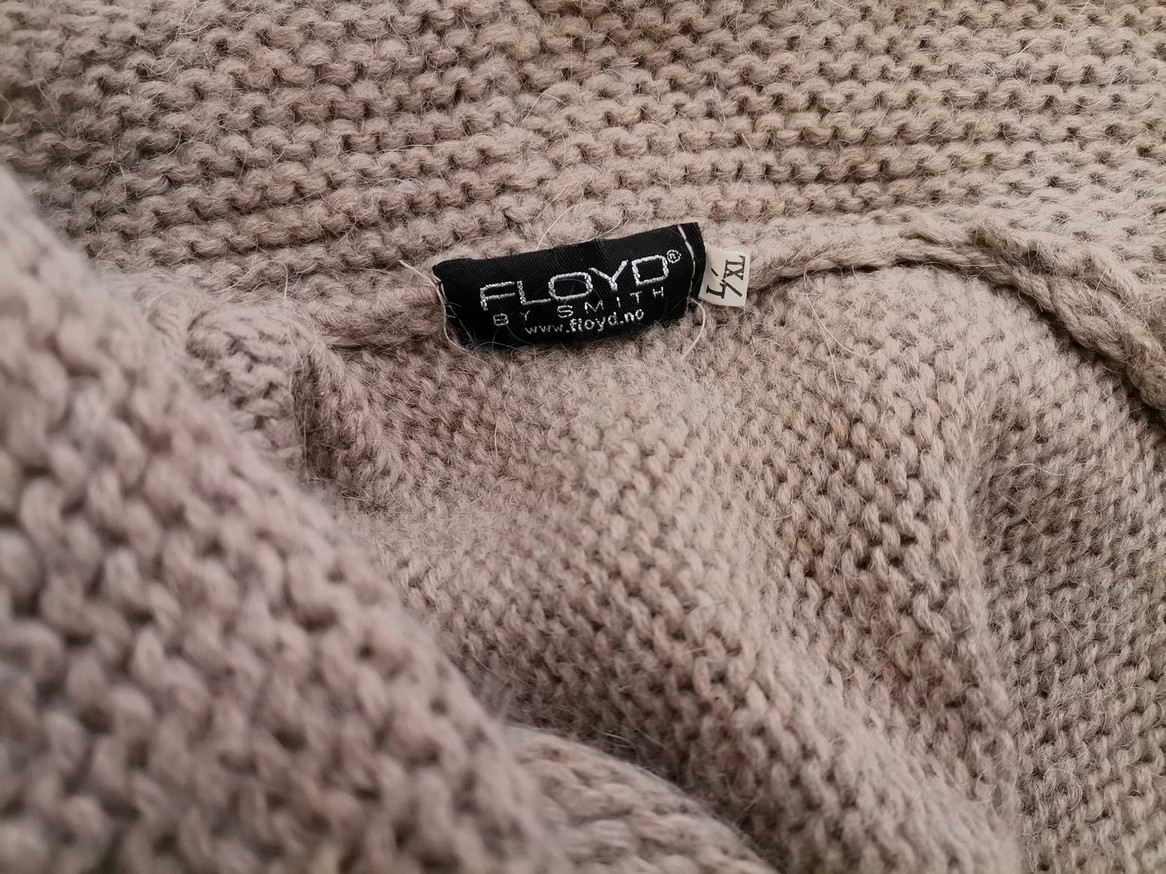 Floyd by Smith Size L/XL Color Beżowy W serek Długi Otwarty Kardigan Krótki rękaw Fabric Akryl Gruba dzianina