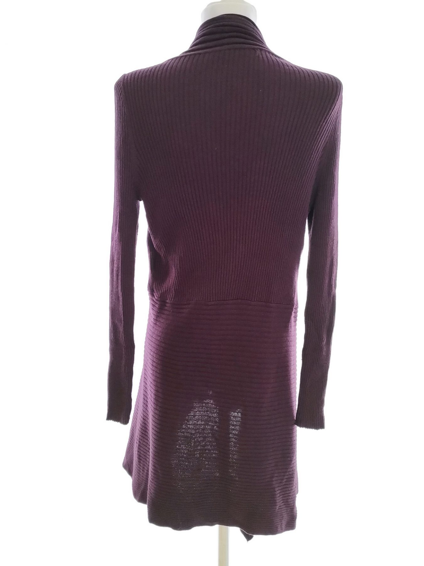 Marks&spencer Size 10 (38) Color Purpurowy W serek Długi Otwarty Kardigan Długi rękaw Fabric Bawełna Cienka dzianina