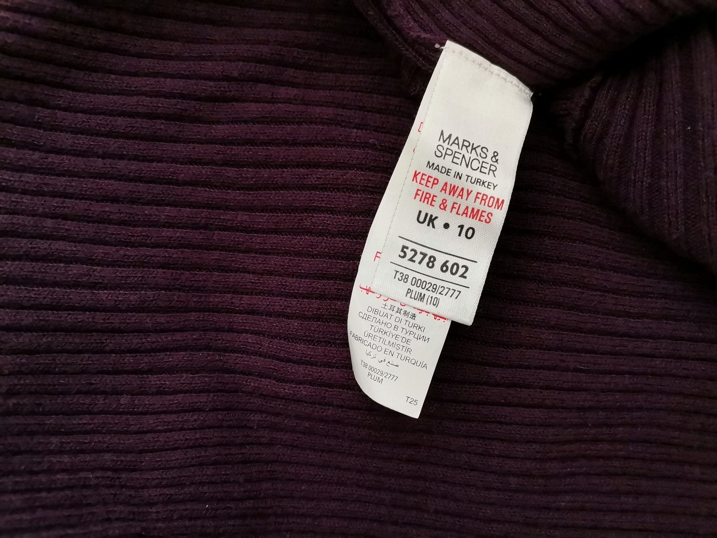 Marks&spencer Size 10 (38) Color Purpurowy W serek Długi Otwarty Kardigan Długi rękaw Fabric Bawełna Cienka dzianina