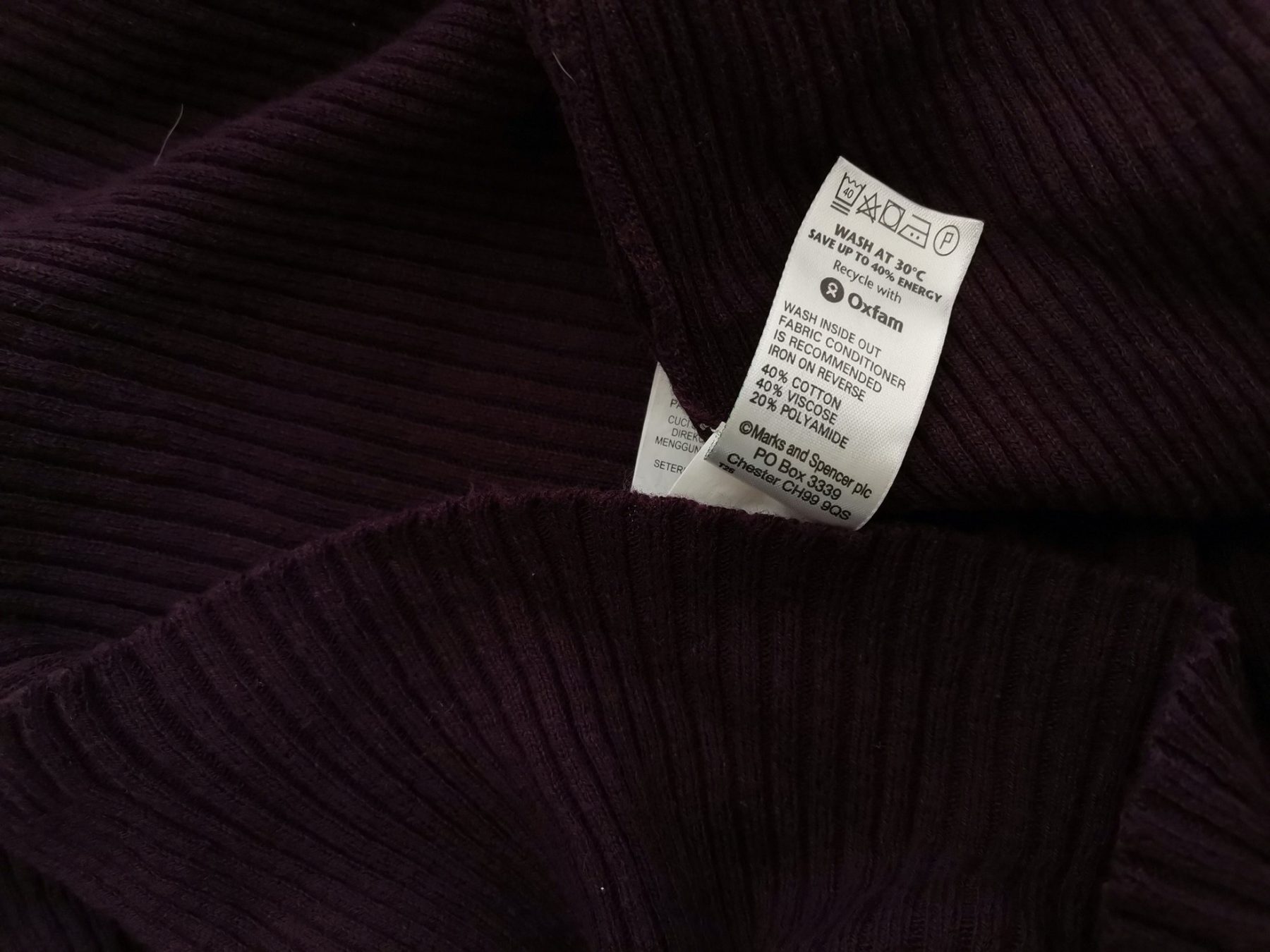 Marks&spencer Size 10 (38) Color Purpurowy W serek Długi Otwarty Kardigan Długi rękaw Fabric Bawełna Cienka dzianina